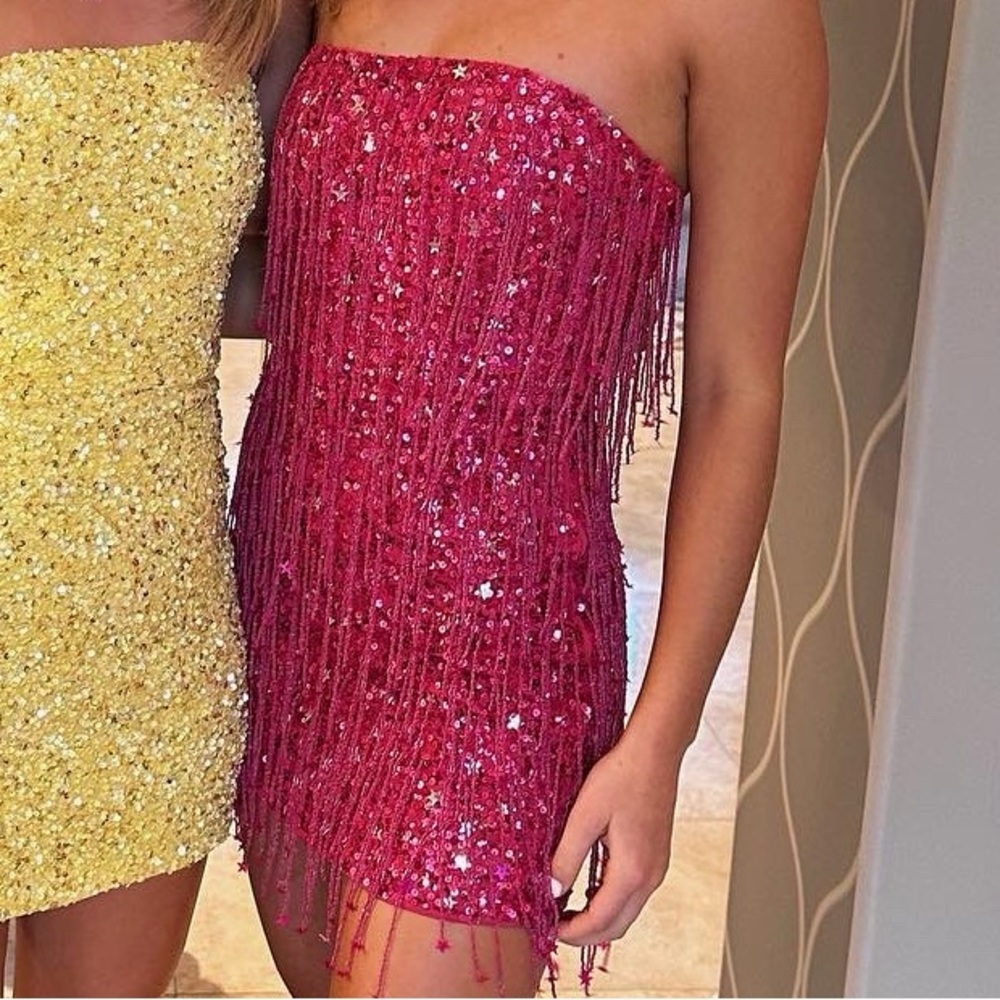 Retrofete Heather Sequin Star Fringe Dress